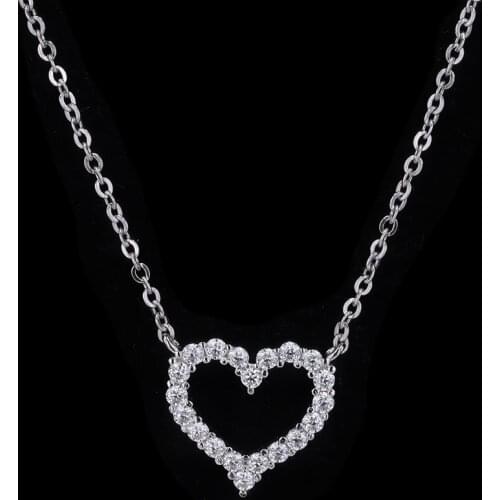 925 Silver Heart Shape Moissanites Party Wedding Pendants Necklace For Women Fine Jewelry Gift