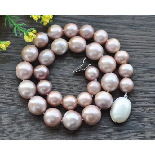 P7725 Huge 17" 16mm Lavender Round KESHI Edison Pearl Necklace