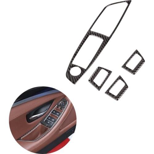 For BMW 5 Series F10 F18 2011 2012 2013 2014 2015 2016 2017 Car Window Lift Switch Button Armrest Panel Carbon Fiber Cover Decor