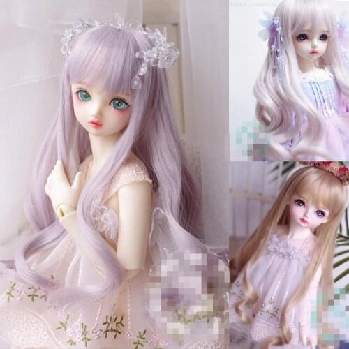 BJD Doll Wig suitable for 1-3 1-4 1-6 size WIG long curly hair powder purple linen gold doll accessories