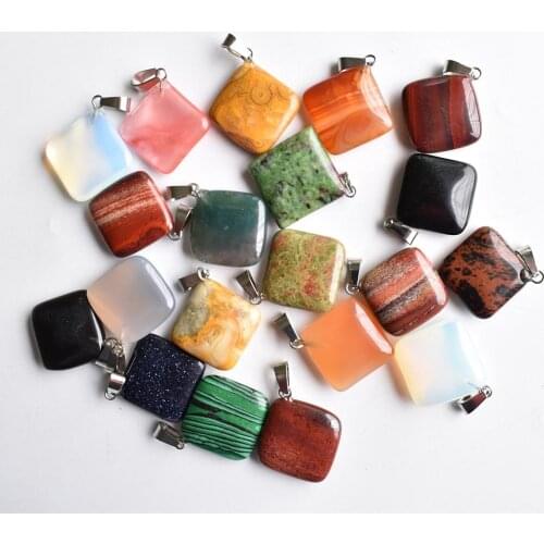 2020 new hot selling natural stone mixed rhombus charms pendants for jewelry making 50pcs/lot wholesale Free shipping