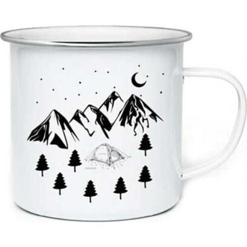 Stainless Steel Camping Coffee Mug Birthday Christmas Outdoors Metal Enamel Campfire Cup Custom Milk Enamel Mugs