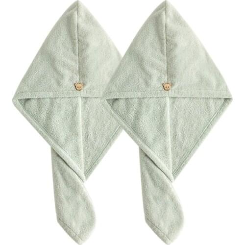 Two Pack Women Bathroom Hair Towel Home Textile Absorbent Quick-Drying Soft Bath Towel Hair Dry Cap Salon Towel Shower Cap
