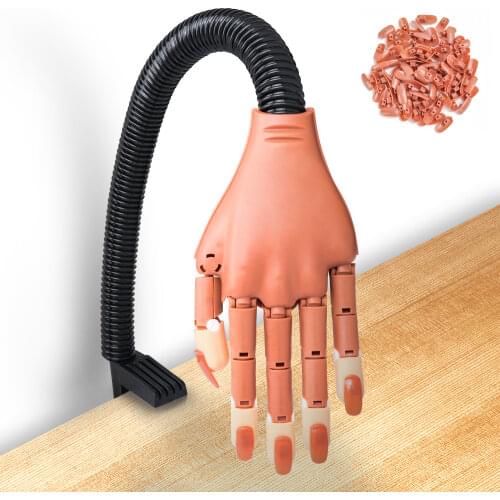 Professional Practice Hand+100pcs Acrylic Nail Tips Nail Art Model Hands Adjustable Manicure Training Hand Nail Art Finger