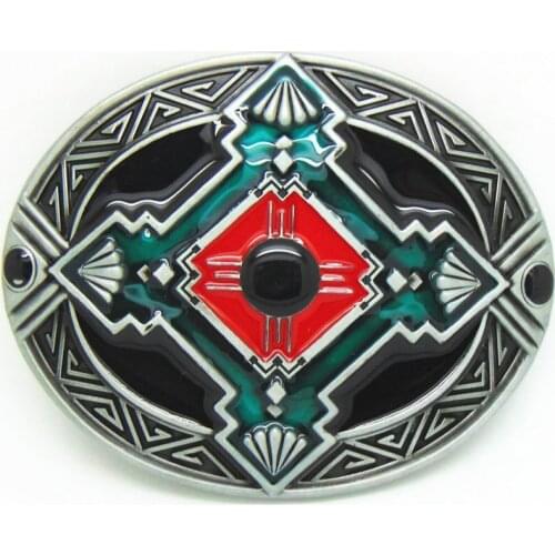 Button cowboy cross retro pattern suitable for 4.0 belt wear-resisting zinc alloy belt buckle