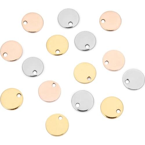 50Pcs/Lot Stainless Steel 6mm 8mm 10mm 12mm Blank Tags DIY For Jewelry Making Round Charms Pendant Wholesale