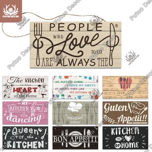 Putuo Decor Kitchen Wooden Signs Decorative Wooden Plaque Cooking Sign Plate for Restaurant Home Kitchen Cafe Wall Hanging Decor