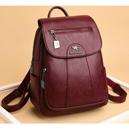2020 soft leather backpacks for women sac a dos Vintage shoulder bags female casual travel school bags for girls bagpack ladies