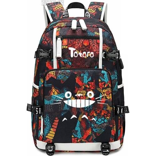 New totoro Backpack laptop bag Men Anime Travel bags Hayao miyazaki USB Oxford Backpack schoolbag