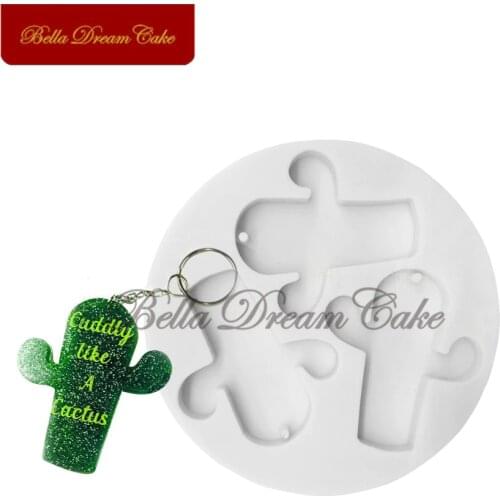 3D Cactus Keychains Silicone Mold DIY Handmade Pendant Clay Resin Mould Glitter Epoxy Mould Cake Decorating Tools Bakeware