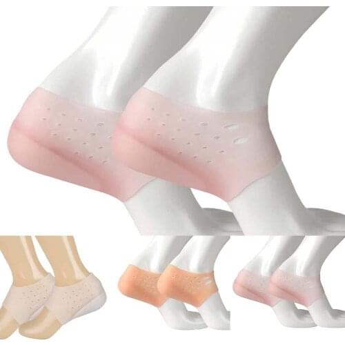 New Unisex Invisible Height Increase Socks Heel Pads Silicone Insoles Foot Massage