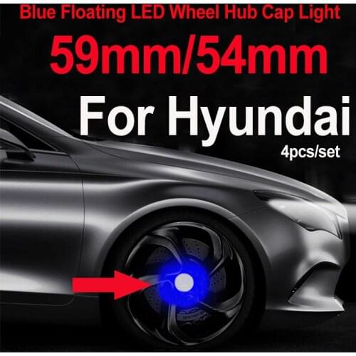 4PCS 59MM 54MM Blue/RGB Light Car Wheel Rim Hub Center Caps Decoration Floating Illumination Led for VERNA IX20 IX30 IX35 I40