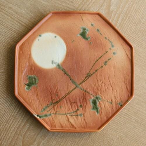 Spot Japan imported pure manual anise TaoPan tray full moon cakes tea tea tray plates thick ceramic plates