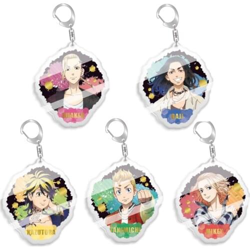 Tokyo Revengers Kazutora Baji Draken Mikey Takemichi card Figure Key Chain Pendant toys Key Ring Bag Charms gift
