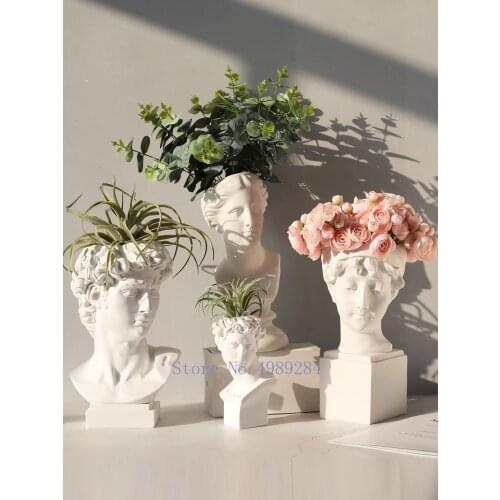 Modern Nordic style Creative Portrait vase Human head Decorative ornaments Resin David Venus Vase Home decoration accessories