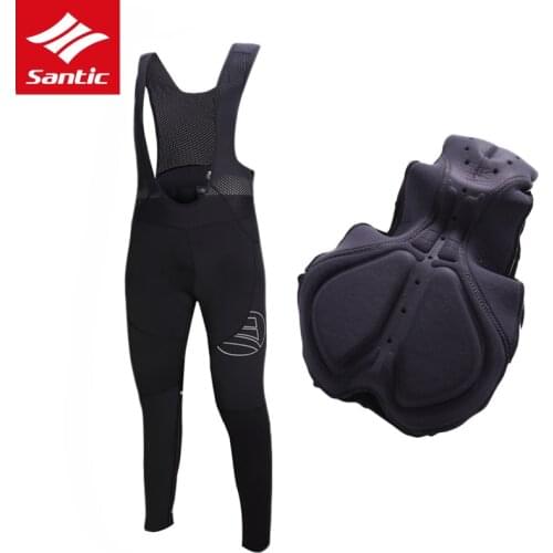 Santic Men Cycling Pants 4D Pad Quick Dry Breathable Downhill Bicycle Bib Pants Road Bike Ankle-length Pants Cycle Trousers