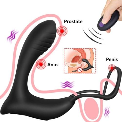 Male Prostate Massage Vibrator Anal Plug Silicone Waterproof Prostate Stimulator Butt Plug Delay Ejaculation Ring Toy For Men