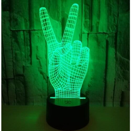 Victory Creative Gesture 3d Vision Stereo Lamp Led Decorative Individual Table Lamp Bedside Bedroom Desk Lamp