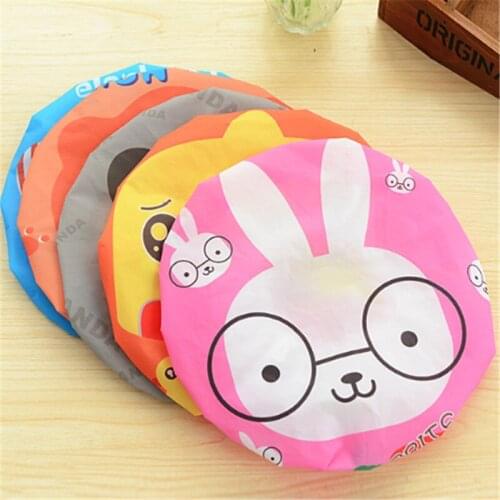 1P Color Random Adult waterproof shower cap Cartoon Shower Hat Wrapped Towel Bathing Cap Bathroom Accessories Waterproof Bathing