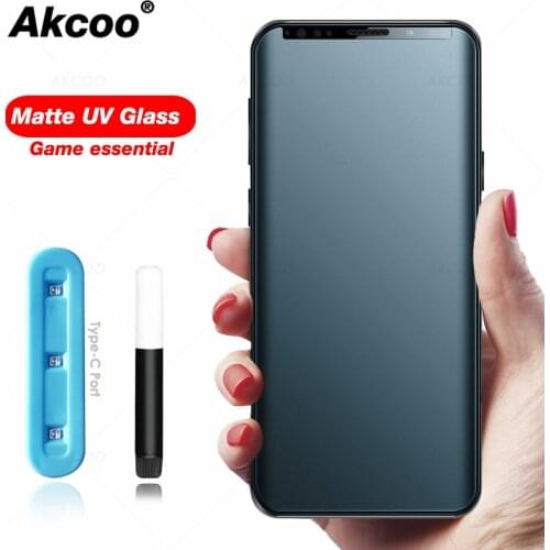 Akcoo Note 8 Matte Screen Protector Anti-Glare UV Full Glue Tempered Glass film for Samsung S9 8 Plus Note8 9 Screen Protector