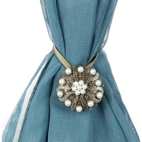 Home Decor Curtain Tieback Flower Curtain Tie Backs Shower Magnet Buckle Clips Tiebacks For Curtains Steel Wire Strap Tassels