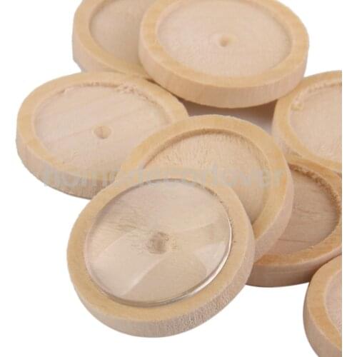 10x Vintage Round Wooden Cameo Base Setting/Tray Wooden Jewelry DIY Acces