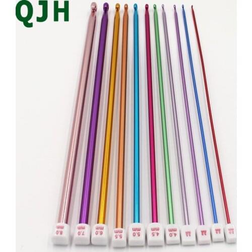 11 Pcs/ Set Crochet Hooks Needle Set Multicolour Colors Tunisian Afghan Aluminum Knitting Needles Tools Kit 10.6" 27cm RX012