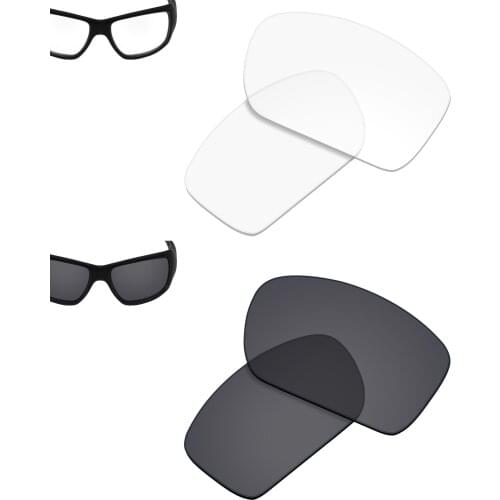 SmartVLT 2 Pairs Sunglasses Replacement Lenses for Oakley Big Taco-HI-DEF Clear and Solid Black