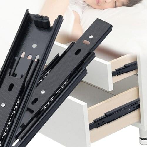 2pcs Drawer Slide Rail Three Section Thick Damping Damper Three-section Display Strong Bearing Capacity Drawer Slide Rail