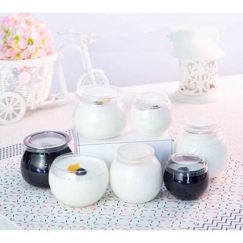 25pcs Creative small cute bottle PET 80ml 160ml 220ml varies size sauce jar transparent ice cream pudding yogurt cup with lid