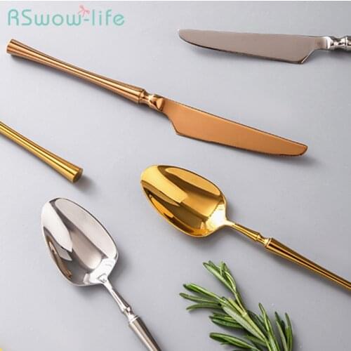 304 Stainless Steel Waist Steak Knife Fork Spoon High-Grade Western Style Tableware Supplies Dinnerware Solid Color Cutlery Home
