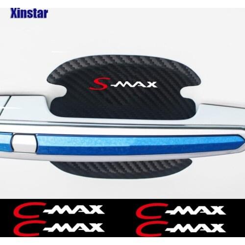 4pcs Carbon Fiber Car Door Handle Sticker For Ford Cmax Smax