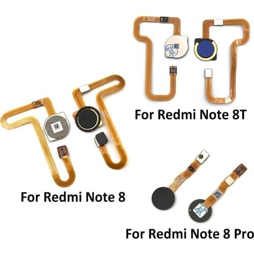5Pcs，Fingerprint For Xiaomi Redmi Note 8 8T Pro Fingerprint Home Button Connection Flex Cable Ribbon For Xiaomi Redmi Note 8 Pro