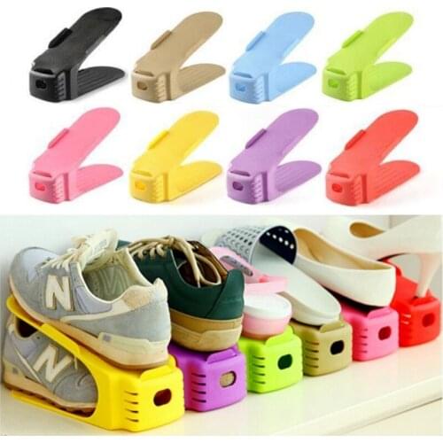 5pcs/set Home Double Layer Shoe Space Saver Storage Rack Closet Organizer
