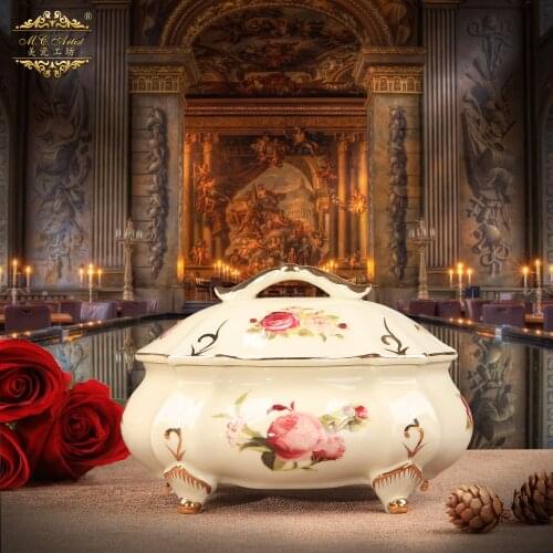 American porcelain workshop European candy dry fruit box ceramic jewelry pearl box fashion creative jewelry storage box