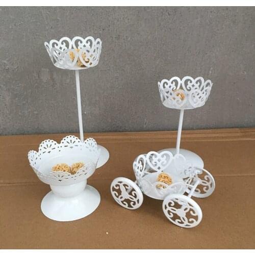 White Color Cake Stand Vintage Metal Wedding Cupcake Stand Cake Dessert Iron Holder Display Party Decor F20172974