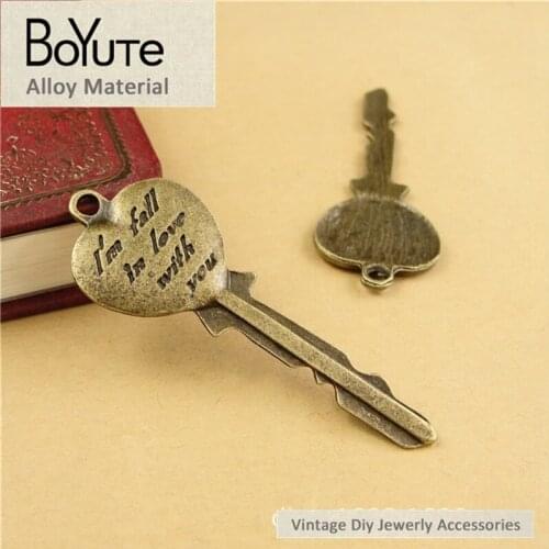 BoYuTe (40 Pieces/Lot) 57*21MM Vintage Diy Jewelry Accessories Parts Wholesale Materials Antique Bronze Alloy Pendant Key