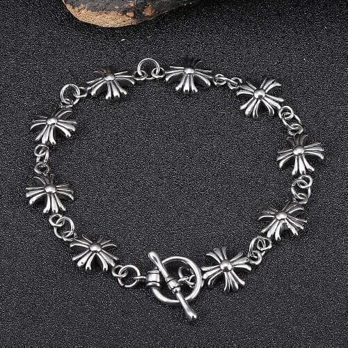 Men 316Stainless Steel Bracelet Hip Hop Rock Simple Retro Cross Bracelet Silver Color Titanium Steel Party Birthday Gift Jewelry