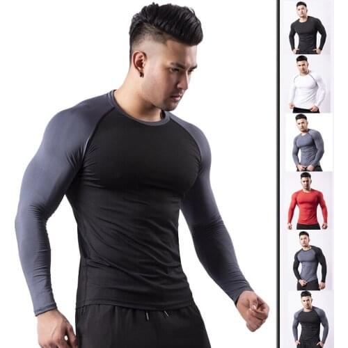 Quick dry Compression Sport T Shirt Men Long Sleeve Tight Fitness Top Sports T-shirt Sportswear Gym Running Shirt Man Rashgard