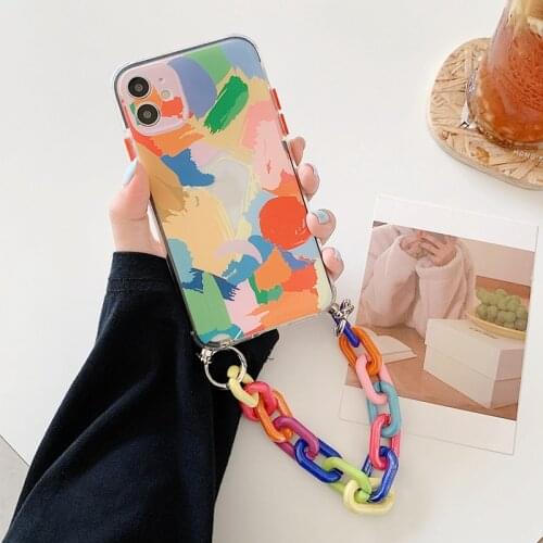 Graffiti Bracelet Phone Cases for iphone 11 pro max 12 pro max X XS XR 7 8 Plus SE 2020 12 mini Colorful Chain Soft Back Cover