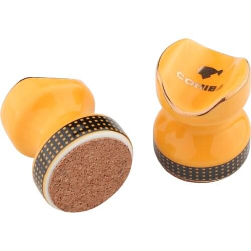 COHIBA 2 Pcs Ceramic Cigar Ashtray portable Cigar Holder Mini Cigar Accessories Cigars Stand