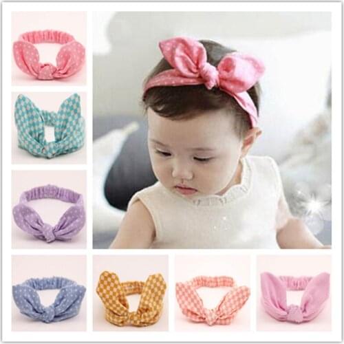 Kids Headband Bow For Girl Plaid Stripe Print Rabbit Ear Hairbands Turban Knot Kids Turbans Accessoire Headband Baby Girl
