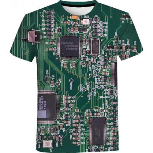 Electronic Chip Hip Hop T Shirt Men Women 3D Machine Print T-shirts Harajuku Harajuku Style Summer Short Sleeve Tee Tops