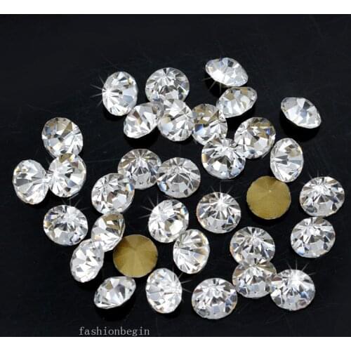 Hot SS1-SS47 Clear Czech Crystal Nail Art Rhinestone Cone Round Pointed Foiled Back Strass For Applique Jewelry Making Beads