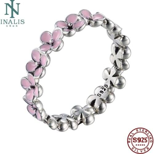 INALIS Genuine S925 Sterling Silver Rings Plum Flower Romantic Beautiful Rings For Women Birthday Fashion Jewelry Gift Hot Sell