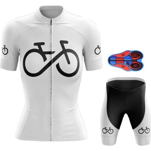 SPTGRVO Women Cycling Clothing Kit 2021 Summer Breathable Bike Jersey Ladies Shorts Cycling Set White Ciclismo MTB Bike Uniform