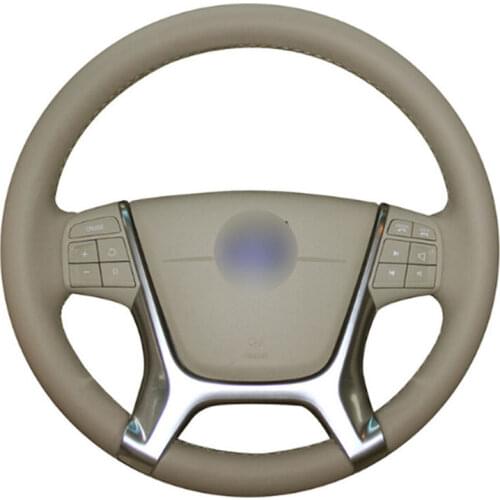 For Volvo S80 2010 XC60 2010-2013 XC70 2011 Top Leather Steering Wheel Hand-stitch on Wrap Cover