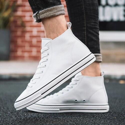 Fashion Casual sneakers high top shoes men breathable white sport shoes lace up ankle boots leather sneakers male shoes men