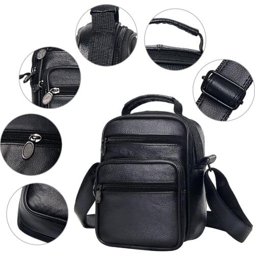 Mens leather small messenger bag shoulder bag multi-function messenger shoulder bag travel leisure men business messenger bag