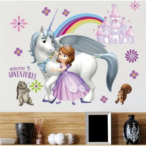 Sweet Princess Sofia Wall Decor Sticker For Kids Room Girls Bedroom Cute Vinyl Home Decoration Decals Removable Cartoon Poster